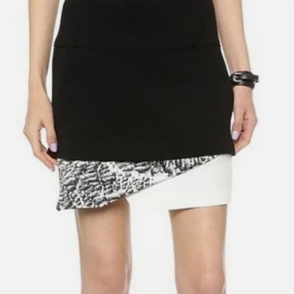 Helmut Lang Layered Mixed Pattern Zipper Back Skirt - Picture 3 of 3